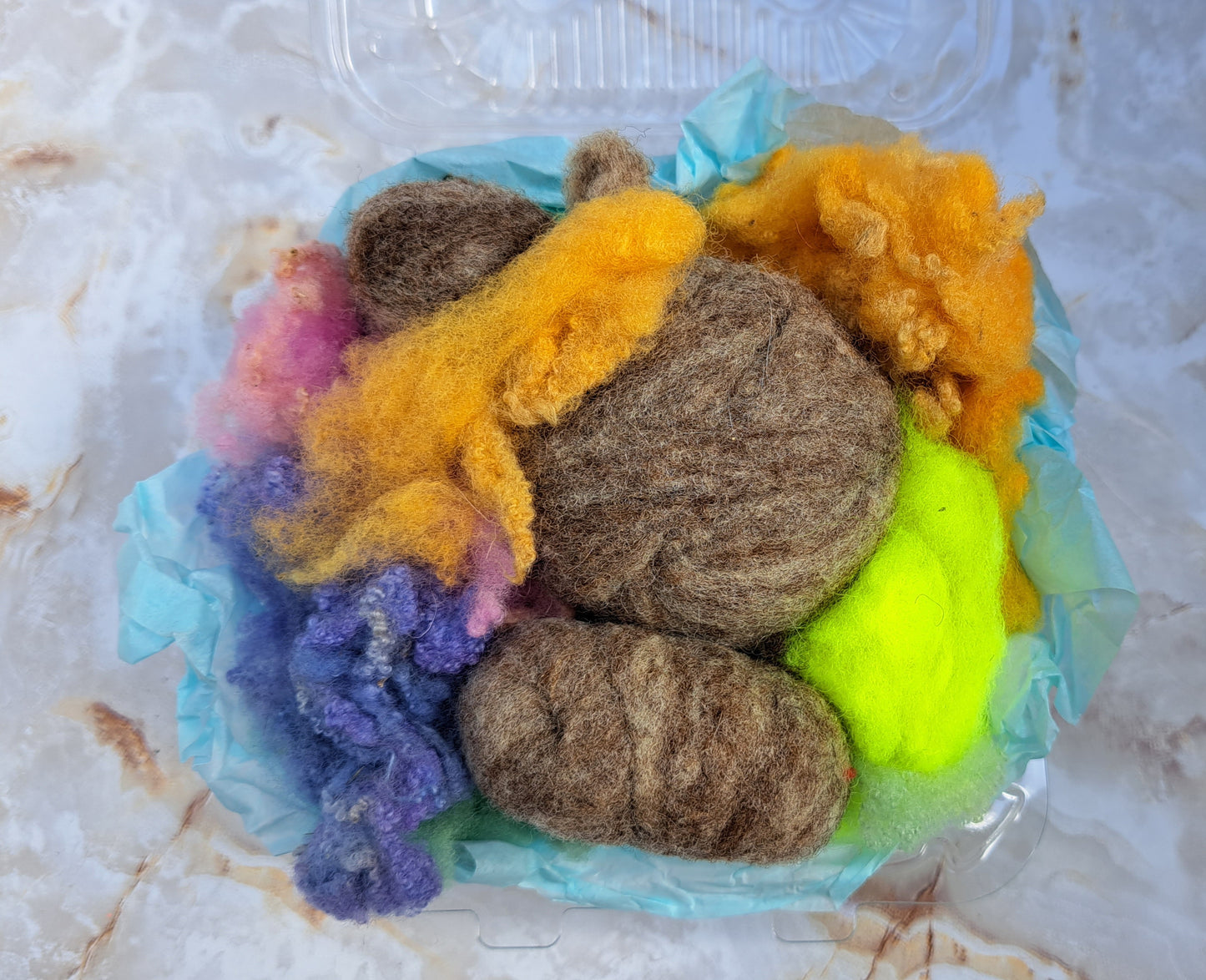 Beginner Sheep Felting Kit -- Rainbow