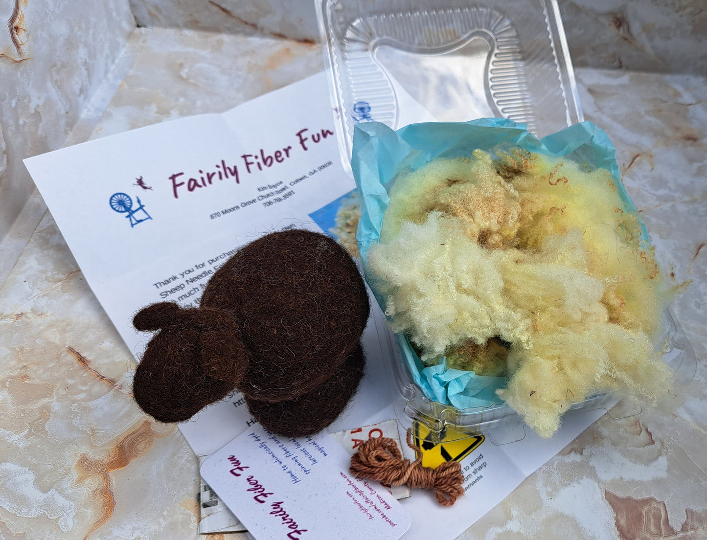 Beginner Sheep Felting Kit -- White