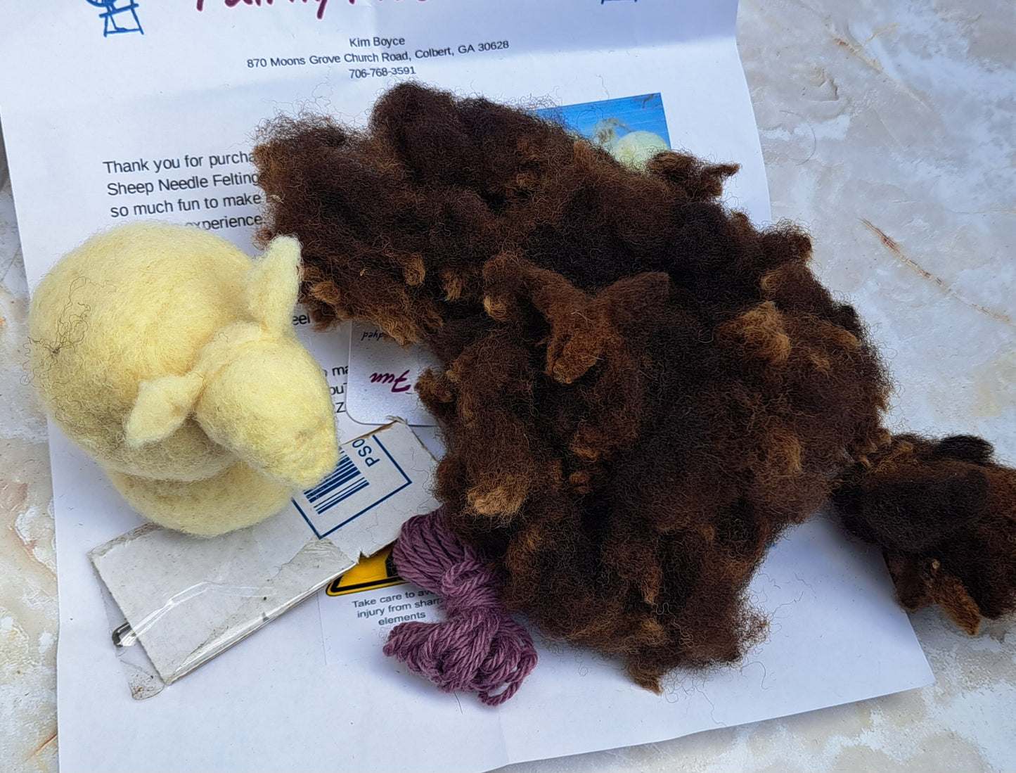 Beginner Sheep Felting Kit -- Black