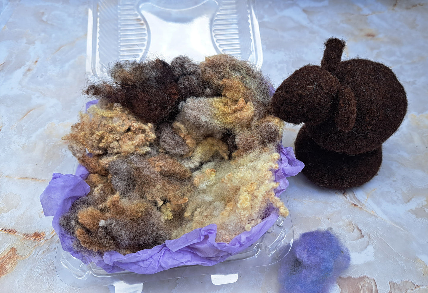 Beginner Sheep Felting Kit -- Spotted